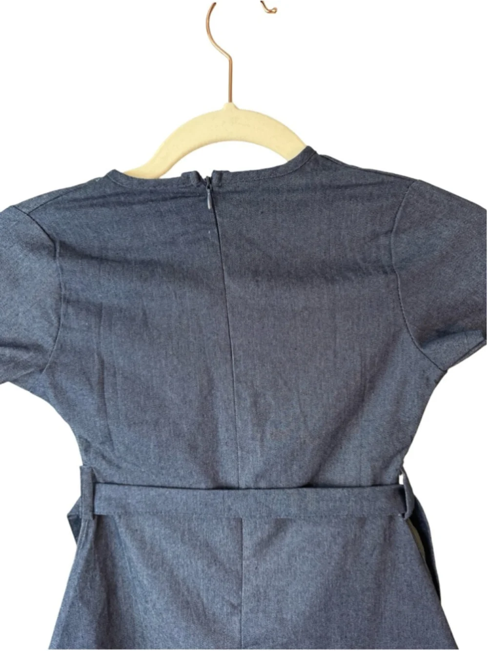 Beauty Fashion Kids Denim Look Wrap Dress Size L Fits Smaller Ruffle Hem - Picture 10 of 11